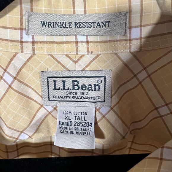 LL Bean Wrinkle Resistant Long Sleeve Button Down Dress Shirt Men's XL Tall - Picture 3 of 4